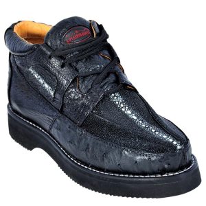 Zapatos Casuales de Mantarraya con Avestruz Original Color Negro - Los Altos Boots