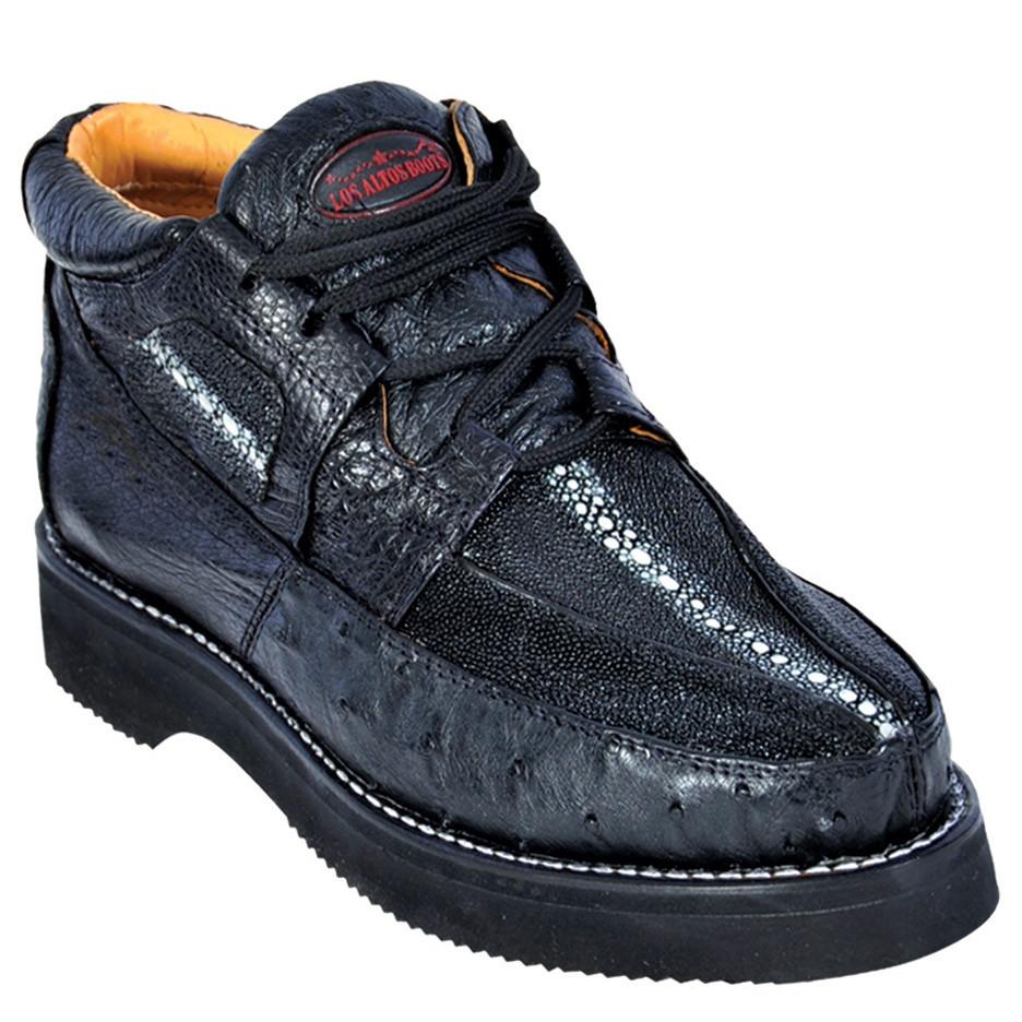 Zapatos Casuales de Mantarraya con Avestruz Original Color Negro - Los Altos Boots - Imagen 2