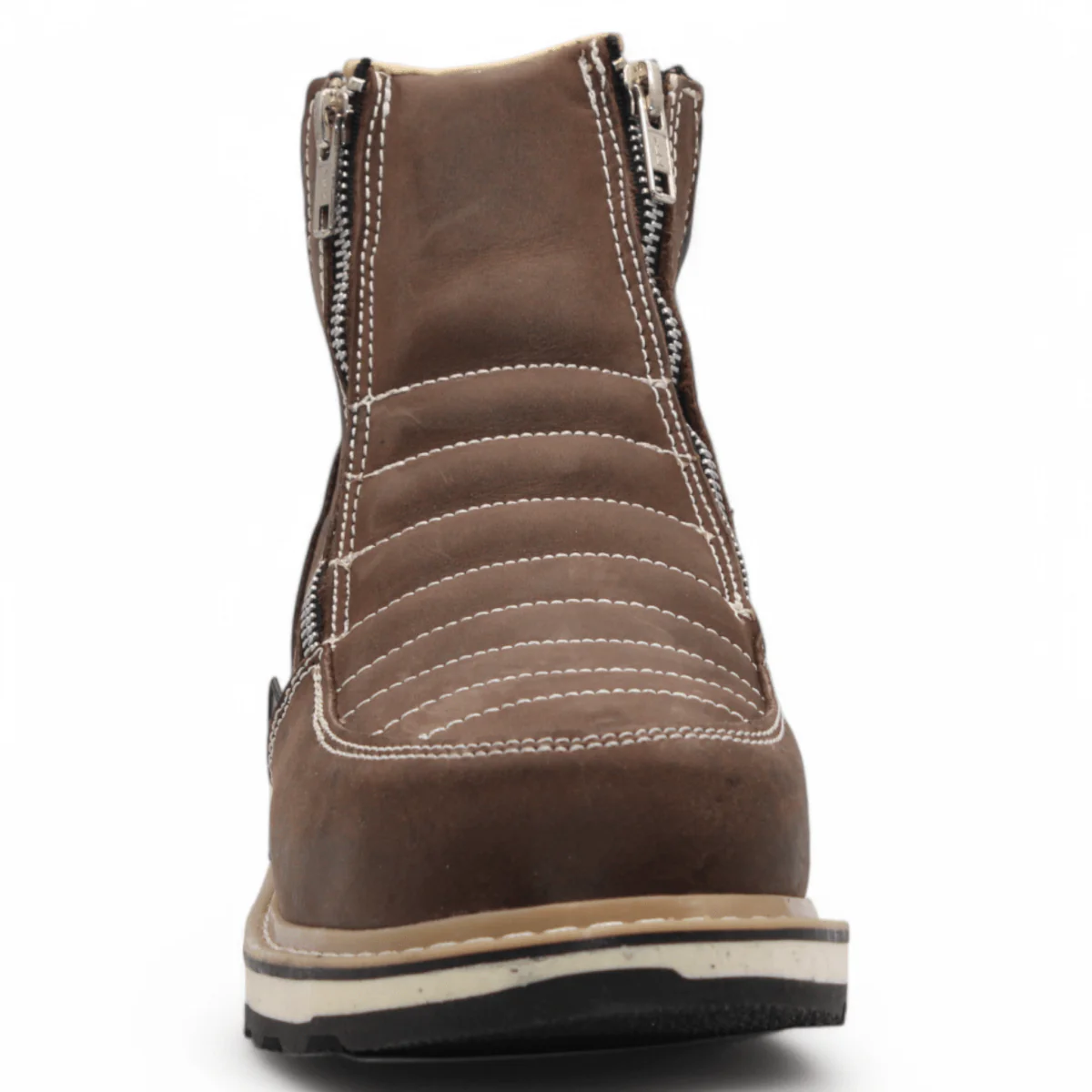 Zapato de Trabajo para Hombre de Piel Crazy Color Brown con Doble Cierre Punta Redonda – Hooch Boots H40407 - Imagen 5