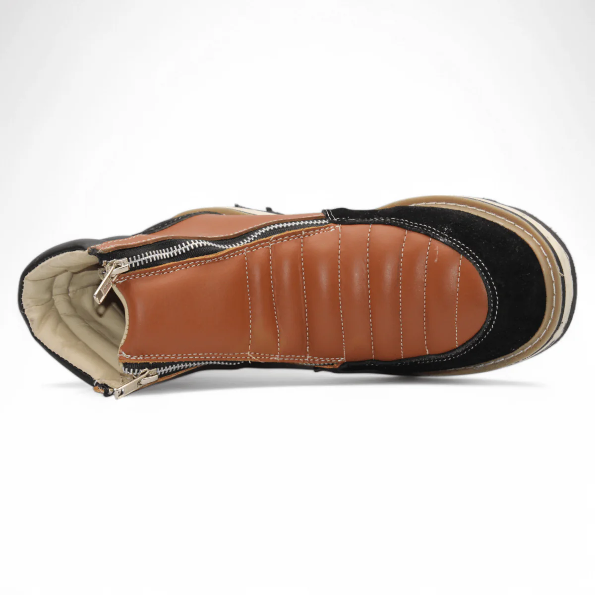 Zapato de Trabajo para Hombre de Piel Crazy Color Honey-Black con Doble Cierre Punta Redonda – Hooch Boots H40651 - Imagen 6