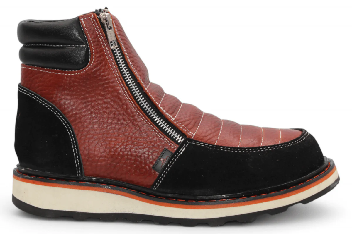 Zapato de Trabajo para Hombre de Piel Crazy Color Shedron con Doble Cierre Punta Redonda – Hooch Boots H40650 - Imagen 4