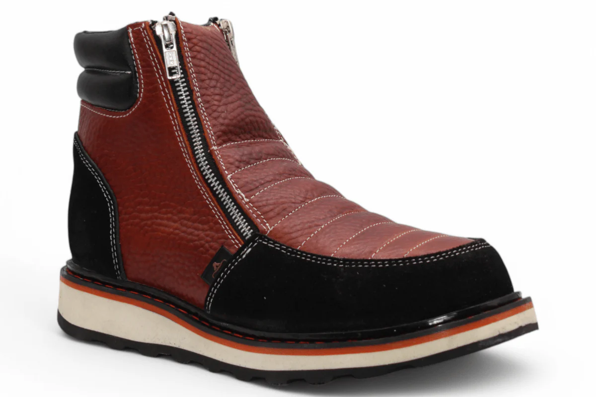 Zapato de Trabajo para Hombre de Piel Crazy Color Shedron con Doble Cierre Punta Redonda – Hooch Boots H40650 - Imagen 2