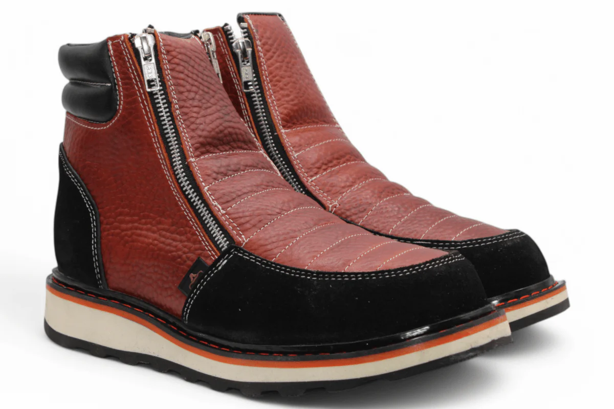 Zapato de Trabajo para Hombre de Piel Crazy Color Shedron con Doble Cierre Punta Redonda – Hooch Boots H40650 - Imagen 3