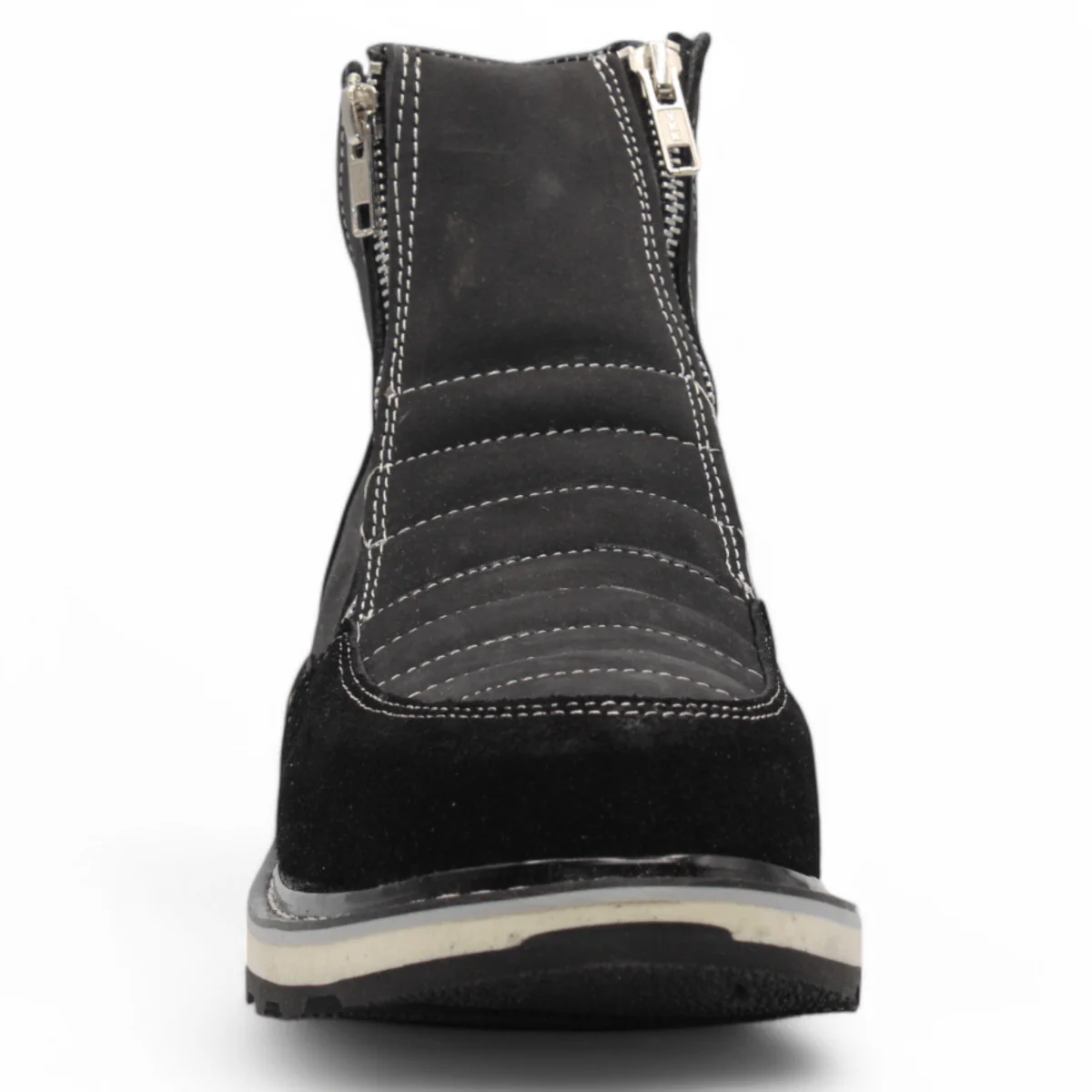 Zapato de Trabajo para Hombre de Piel Crazy con Doble Cierre Punta Redonda Color Negro – Hooch Boots H40205 - Imagen 5