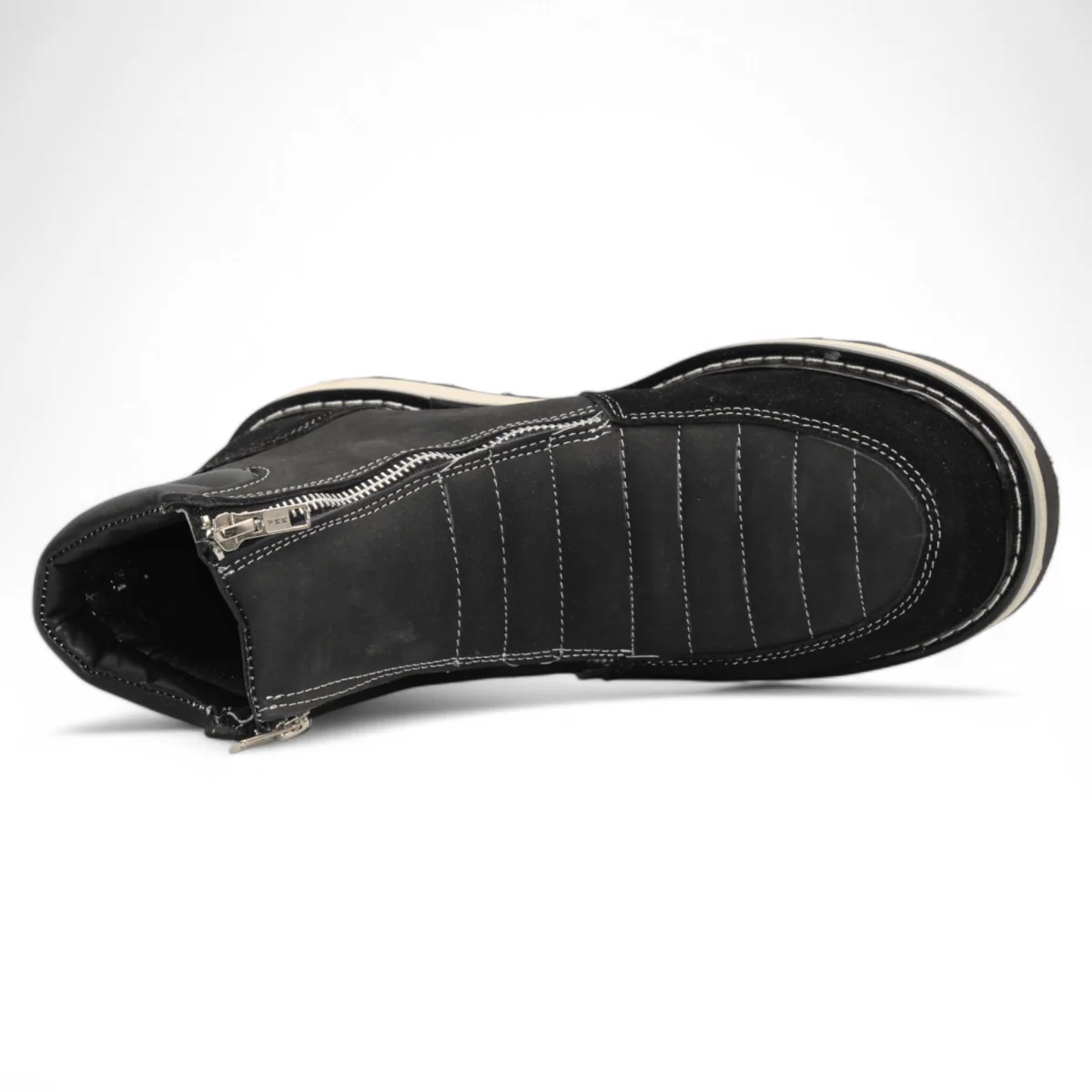 Zapato de Trabajo para Hombre de Piel Crazy con Doble Cierre Punta Redonda Color Negro – Hooch Boots H40205 - Imagen 6