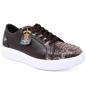 Zapatos Casuales de Piton y Piel Original Color Cafe Rustico - Los Altos Boots